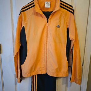 Adidas Jacket/Pant Set, Dark Grey & Orange, NWOT, Jacket Sz L, Pants Sz M